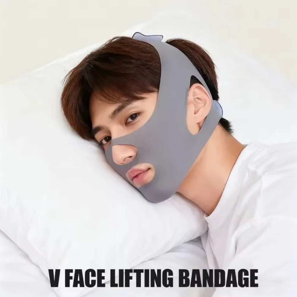 Gray Anti-Wrinkle Face Lift Strap | V-Line Jaw Slimming For Men